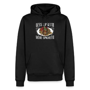 Weniger Upsetti Mehr Spaghetti-Liebhaber Pasta-Esser - Männer Premium Bio Hoodie - Schwarz - Vorne - Nico (187cm)