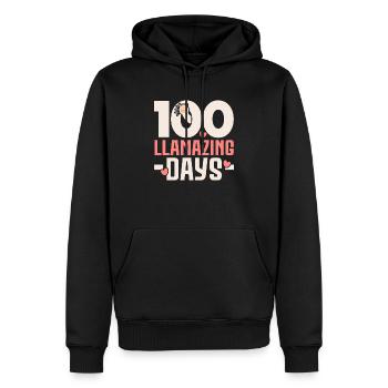 100 Llamazing Days Educator Pupil Llama Lover - Men’s Premium Organic Hoodie - black - Front - Nico (187cm)