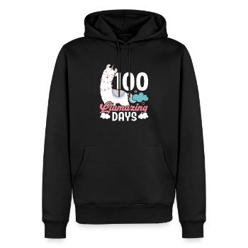 100 Llamazing Days Educator Pupil Llama Lover - Men’s Premium Organic Hoodie - black - Front - Nico (187cm)
