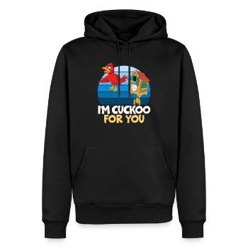 Je suis Coucou pour toi Saint-Valentin Jour des cœurs Oiseau - Sweat à capuche Premium bio Homme - noir - Devant - Nico (187cm)