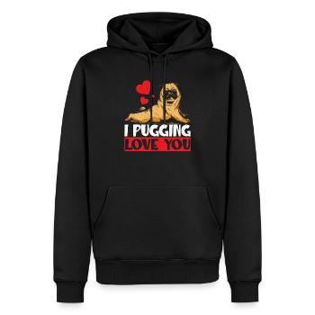 I Pugging Love You Valentines Day Carlin Owner - Sweat à capuche Premium bio Homme - noir - Devant - Nico (187cm)