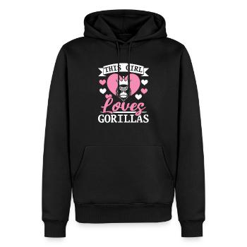 Cette fille aime les gorilles singes singes chuchoteurs - Sweat à capuche Premium bio Homme - noir - Devant - Nico (187cm)