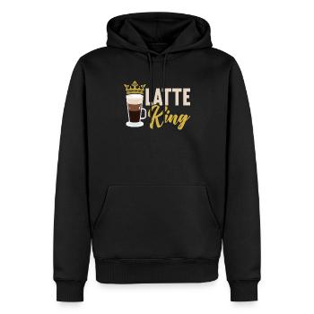 Latte King Caféine Buveur de café Coffeeholic - Sweat à capuche Premium bio Homme - noir - Devant - Nico (187cm)