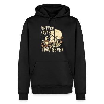 Better Latte Than Never Koffein-Kaffeetrinker - Männer Premium Bio Hoodie - Schwarz - Vorne - Nico (187cm)
