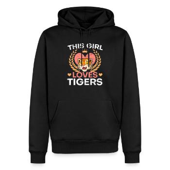Meine Katze ist größer als dein Tiertiertiger - Männer Premium Bio Hoodie - Schwarz - Vorne - Nico (187cm)
