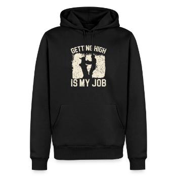 High werden ist mein Job Baumpfleger Holzflüsterer - Männer Premium Bio Hoodie - Schwarz - Vorne - Nico (187cm)