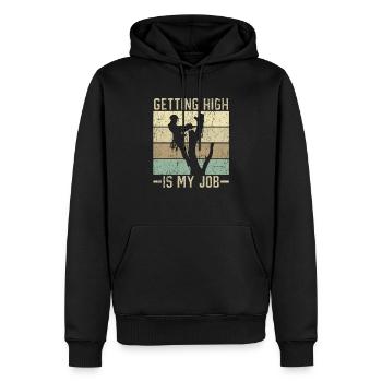 High werden ist mein Job Baumpfleger Holzflüsterer - Männer Premium Bio Hoodie - Schwarz - Vorne - Nico (187cm)