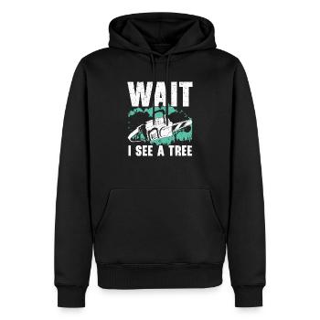 Wait I See A Tree Arborist Logger Wood Whisperer - Sweat à capuche Premium bio Homme - noir - Devant - Nico (187cm)