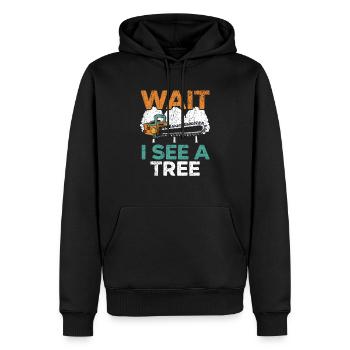 Wait I See A Tree Arborist Logger Wood Whisperer - Sweat à capuche Premium bio Homme - noir - Devant - Nico (187cm)