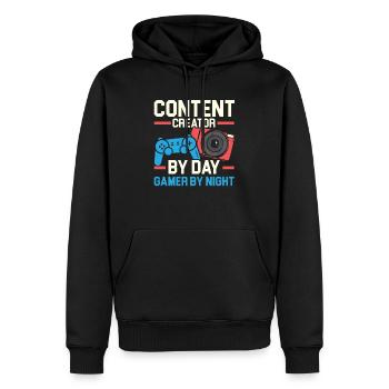 Content Creator By Day Gamer By Night Influencer - Men’s Premium Organic Hoodie - black - Front - Nico (187cm)