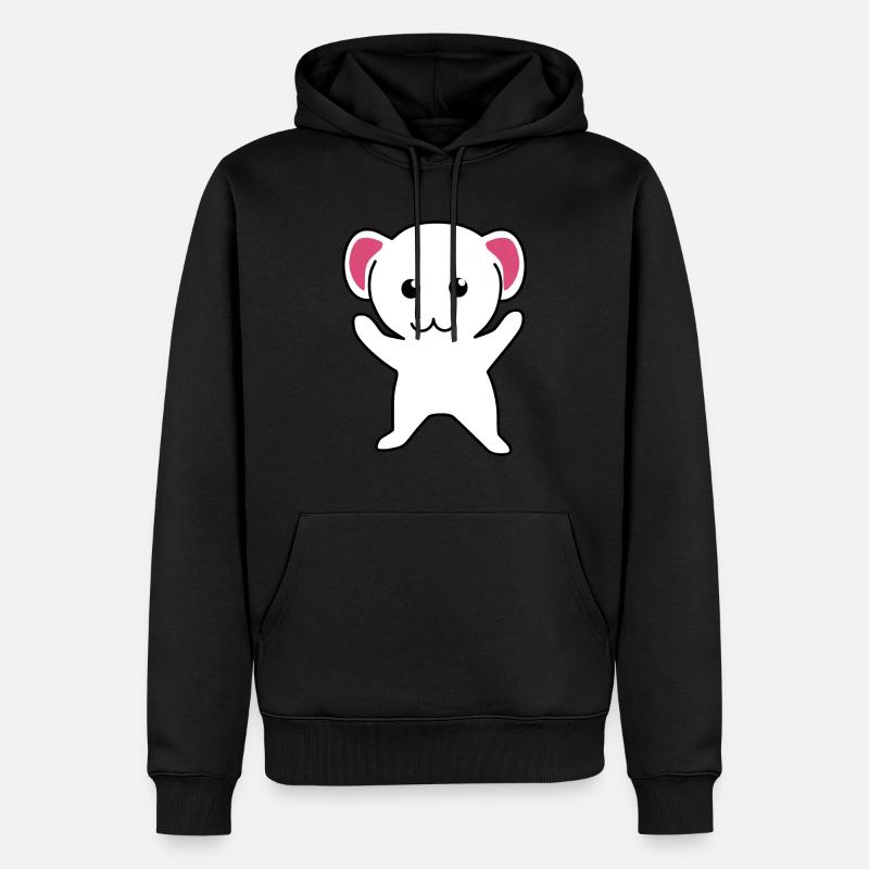 Souris blanche toute mignone - Sweat à capuche Premium bio Homme - noir