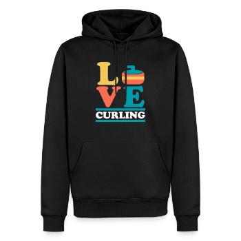 J’adore Curling Curler Sport Lover Curling Stone - Sweat à capuche Premium bio Homme - noir - Devant - Nico (187cm)