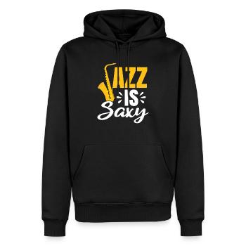 Jazz Is Saxy Saxophone Saxophoniste Musicien - Sweat à capuche Premium bio Homme - noir - Devant - Nico (187cm)