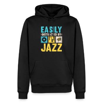 Facilement distrait par un musicien amateur de musique jazz - Sweat à capuche Premium bio Homme - noir - Devant - Nico (187cm)