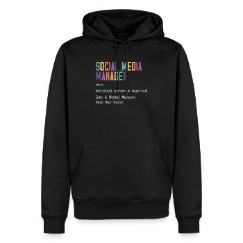 Profession de médias sociaux Gestionnaire de médias sociaux - Sweat à capuche Premium bio Homme - noir - Devant - Nico (187cm)