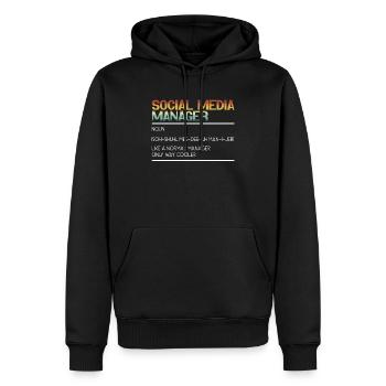 Profession de médias sociaux Gestionnaire de médias sociaux - Sweat à capuche Premium bio Homme - noir - Devant - Nico (187cm)