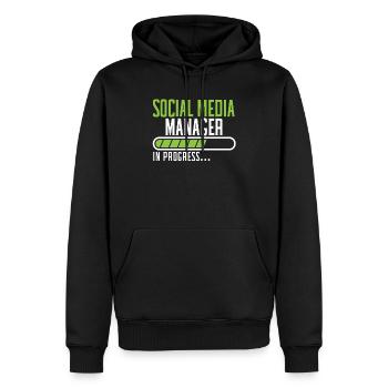 Profession de médias sociaux Gestionnaire de médias sociaux - Sweat à capuche Premium bio Homme - noir - Devant - Nico (187cm)