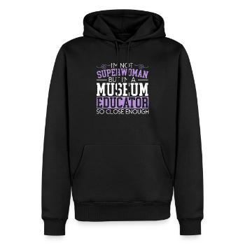 Je ne suis pas Superwoman mais je suis une éducatrice de musée - Sweat à capuche Premium bio Homme - noir - Devant - Nico (187cm)