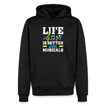 La vie est meilleure avec Musicals Musicien Mélomane - Sweat à capuche Premium bio Homme - noir - Devant - Nico (187cm)