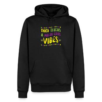 Thick Thighs And Mardi Gras Vibes Shenanigan - Men’s Premium Organic Hoodie - black - Front - Nico (187cm)