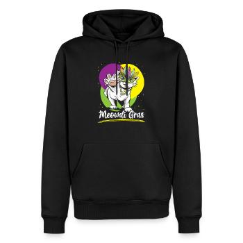 Meowdi Gras Cat Lover Mardi Gras Célébration - Sweat à capuche Premium bio Homme - noir - Devant - Nico (187cm)