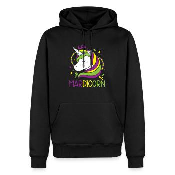 Célébration de Mardi Gras de l’amoureux de la licorne Mardicorn - Sweat à capuche Premium bio Homme - noir - Devant - Nico (187cm)
