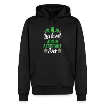 Luckiest Admin Assistant Ever St. Patrick's Day - Men’s Premium Organic Hoodie - black - Front - Nico (187cm)