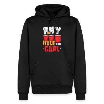 Any Hole Is My Goal Alcohol Drinking Beer Pong - Men’s Premium Organic Hoodie - black - Front - Nico (187cm)