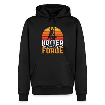 Plus chaud que ma forge forgeron forge forge - Sweat à capuche Premium bio Homme - noir - Devant - Nico (187cm)