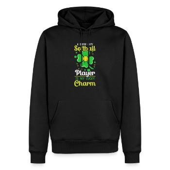 Ein super süßer Softballspieler ist mein Glücksbringer - Männer Premium Bio Hoodie - Schwarz - Vorne - Nico (187cm)