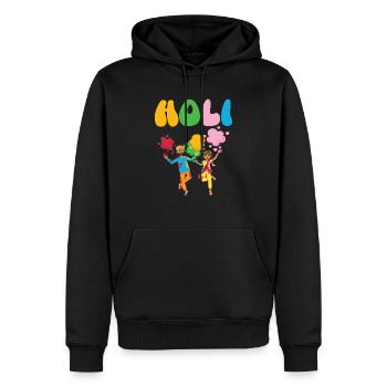 Radha Krishna Hindouisme Hindu Holi Festival - Sweat à capuche Premium bio Homme - noir - Devant - Nico (187cm)
