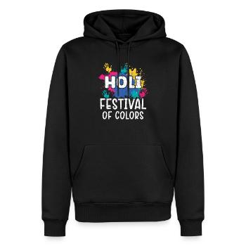 Radha Krishna Hindouisme Hindu Holi Festival - Sweat à capuche Premium bio Homme - noir - Devant - Nico (187cm)