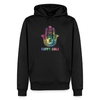 Happy Holi Hinduism Hindu Buddhist Holi Festival - Sweat à capuche Premium bio Homme - noir - Devant - Nico (187cm)