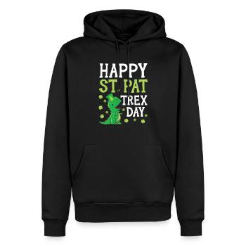 Happy St. Pat Trex Day Saint Patrick Dinosaur - Men’s Premium Organic Hoodie - black - Front - Nico (187cm)