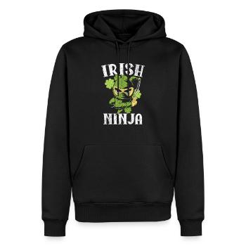 Ninja irlandais Amant St. Patrick Day Shamrock - Sweat à capuche Premium bio Homme - noir - Devant - Nico (187cm)