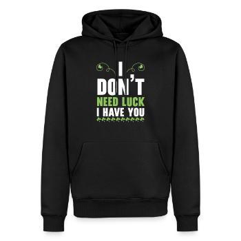 Je n’ai pas besoin de chance, je t’ai pour la Saint-Patrick - Sweat à capuche Premium bio Homme - noir - Devant - Nico (187cm)