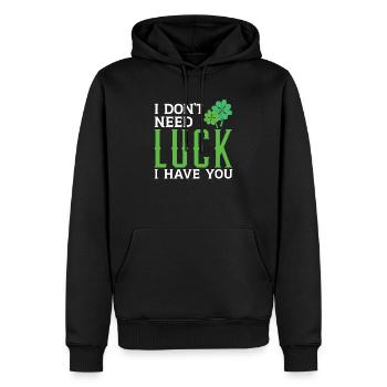 Je n’ai pas besoin de chance, je t’ai pour la Saint-Patrick - Sweat à capuche Premium bio Homme - noir - Devant - Nico (187cm)
