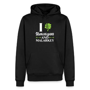 I Love Shenanigans And Malarkey St. Patricks Day - Men’s Premium Organic Hoodie - black - Front - Nico (187cm)