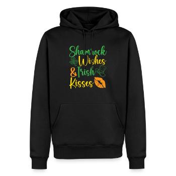Shamrock Wishes And Irish Kisses St. Patricks Day - Sweat à capuche Premium bio Homme - noir - Devant - Nico (187cm)