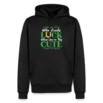 Wer braucht Glück, wenn du so süß irisch bist - Männer Premium Bio Hoodie - Schwarz - Vorne - Nico (187cm)