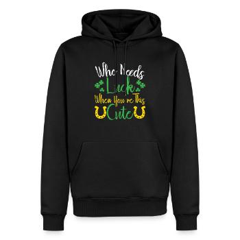 Wer braucht Glück, wenn du so süß irisch bist - Männer Premium Bio Hoodie - Schwarz - Vorne - Nico (187cm)