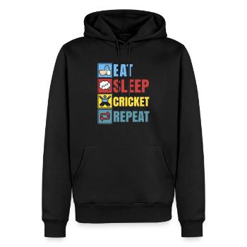 Essen Schlaf Cricket Wiederholungs-Cricketspieler Cricketspieler - Männer Premium Bio Hoodie - Schwarz - Vorne - Nico (187cm)