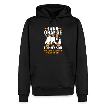 Ich trage Orange für meinen Sohn Multiple Sklerose - Männer Premium Bio Hoodie - Schwarz - Vorne - Nico (187cm)