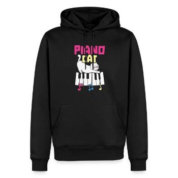 Klavier Katze Musiker Musikinstrument Pianist - Männer Premium Bio Hoodie - Schwarz - Vorne - Nico (187cm)