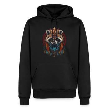 Tribal raccoon - Men’s Premium Organic Hoodie - black - Front - Nico (187cm)