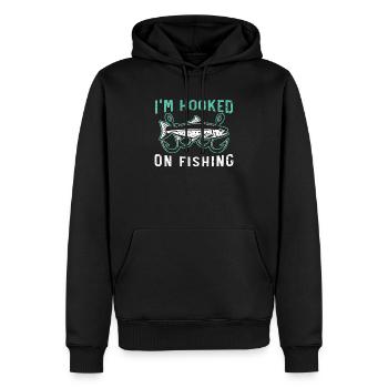 Ich bin süchtig nach Fischfisch Fischer Fischer - Männer Premium Bio Hoodie - Schwarz - Vorne - Nico (187cm)