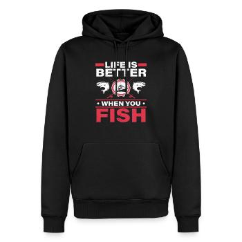 Das Leben ist besser, wenn Sie fischen Fischer Angeln - Männer Premium Bio Hoodie - Schwarz - Vorne - Nico (187cm)