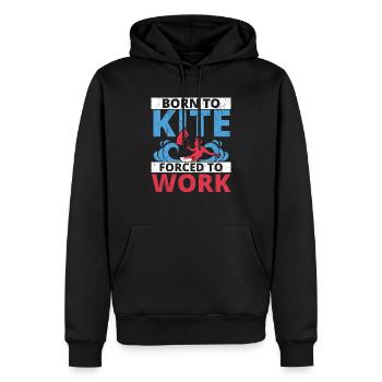 Born To Kite Forced To Work Kitesurfer Kitesurfing - Männer Premium Bio Hoodie - Schwarz - Vorne - Nico (187cm)
