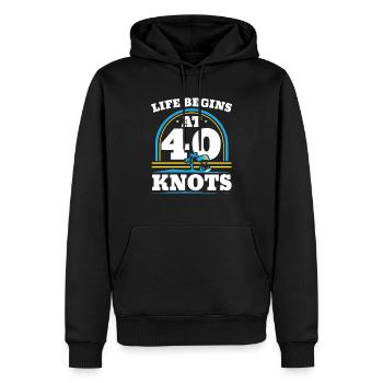 La vie commence à 40 nœuds Kitesurf Kitesurf - Sweat à capuche Premium bio Homme - noir - Devant - Nico (187cm)