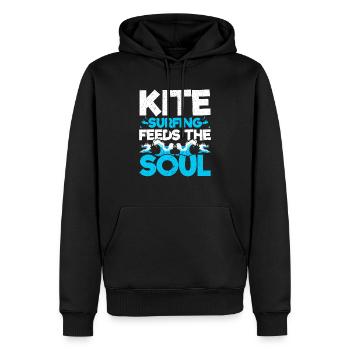 Le kitesurf nourrit le kitesurfeur Soul Kiteboarding - Sweat à capuche Premium bio Homme - noir - Devant - Nico (187cm)